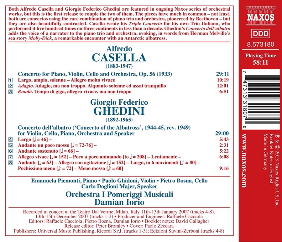 Casella: Triple Concerto, Giorgio Federico Ghedini: Concerto dell’albatro - slide-1