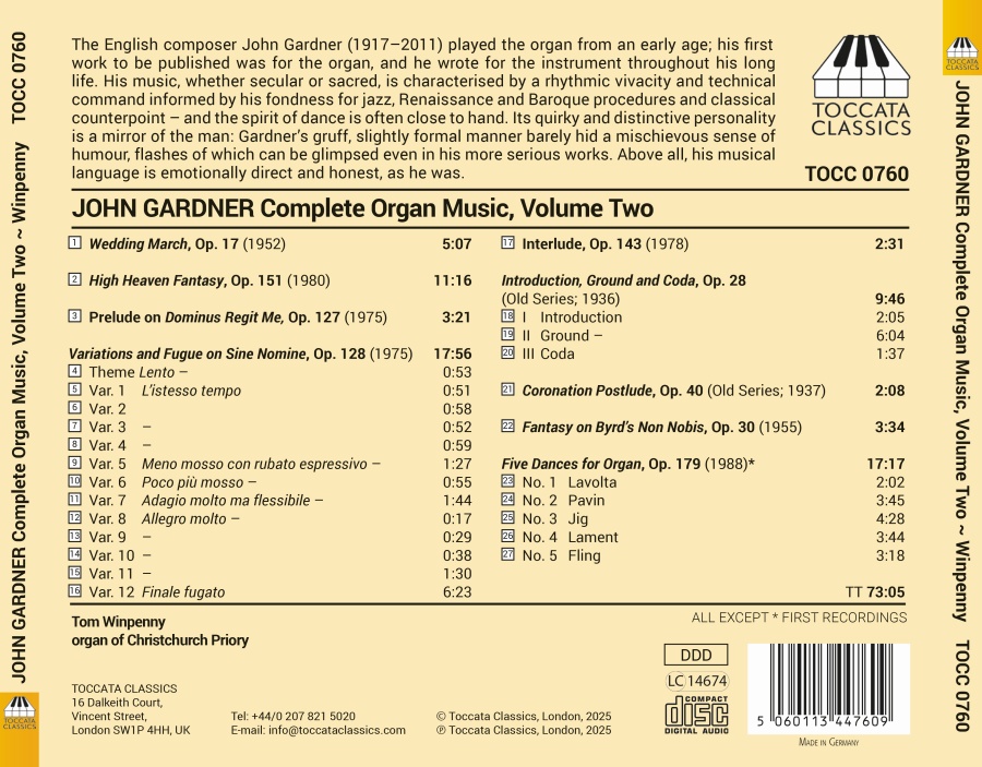 Gardner: Organ Music Vol. 2 - slide-1