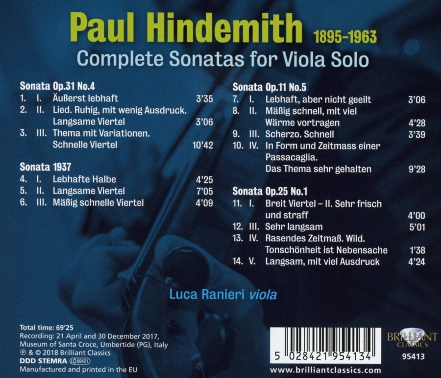 Hindemith: 4 Sonatas for Viola Solo - slide-1