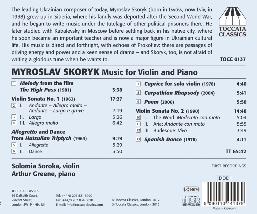 Skoryk: Music for Violin and Piano - slide-1