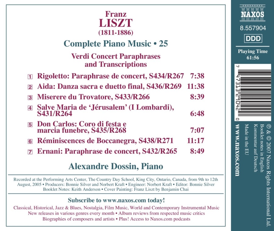 LISZT: Verdi Paraphrases and Transcriptions (Liszt Complete Piano Music Vol. 25) - slide-1