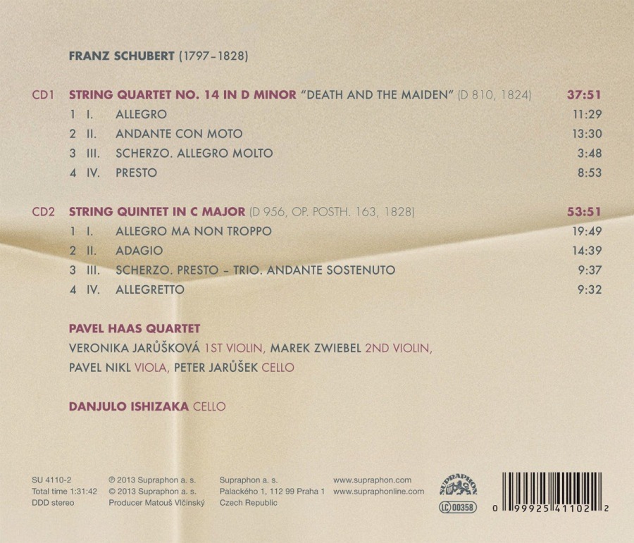 Schubert: String Quartet “Death and the Maiden”, String Quintet - slide-1