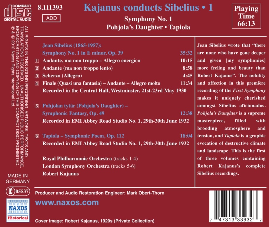 Sibelius: Symphony No. 1, Pohjola’s Daughter, Tapiola, nagr. 1930 & 1932 - slide-1
