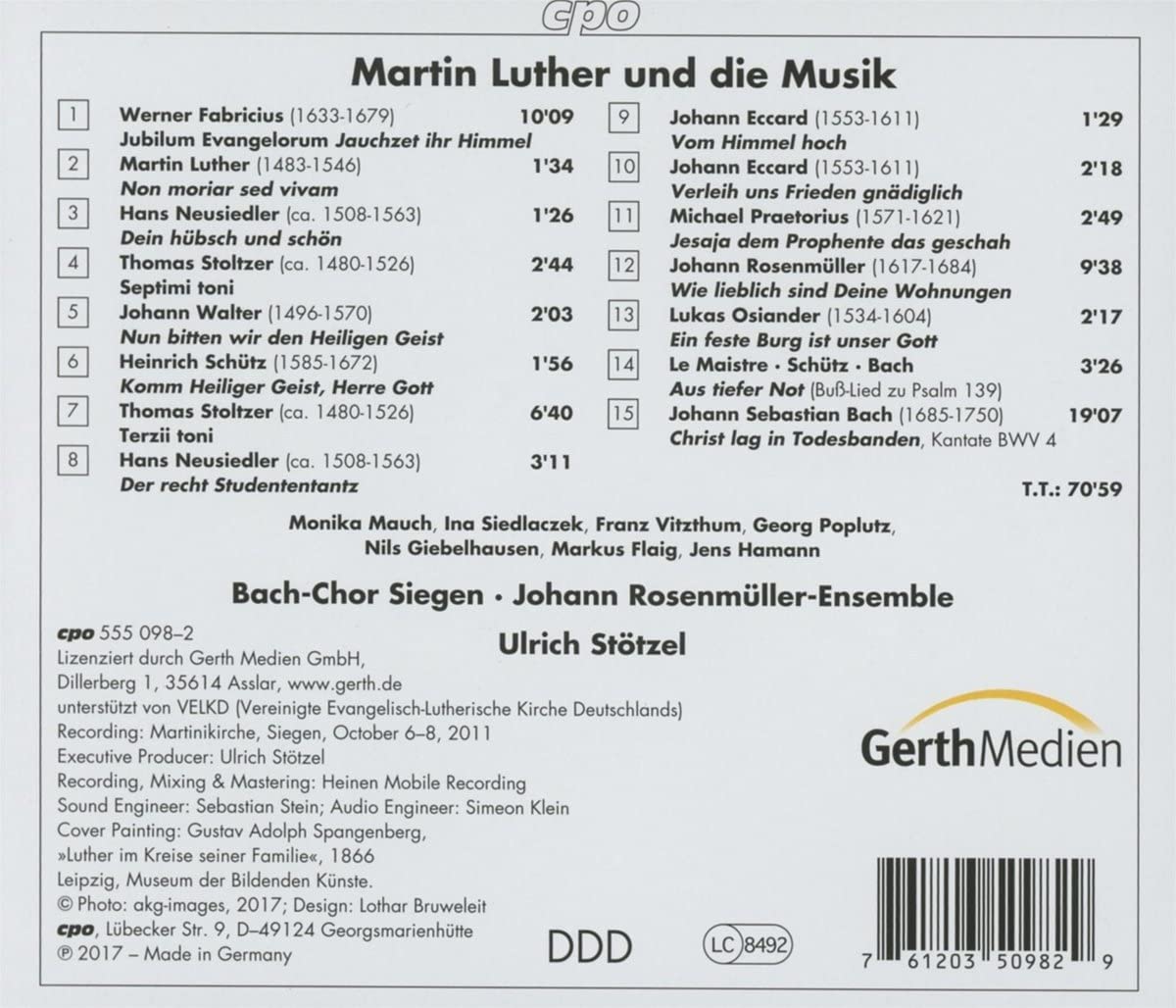 Martin Luther and the Music – Luther, Neusiedler, Stoltzer, Praetorius, Rosenmüller , Bach ... - slide-1
