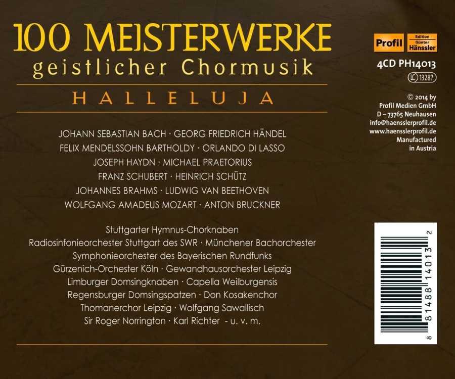 100 Meisterwerke geistlicher Chormusik - Bach; Händel; Mendelssohn; di Lasso; Haydn; Praetorius; Schubert; Schütz; Brahms; Beethoven; Mozart; … - slide-1
