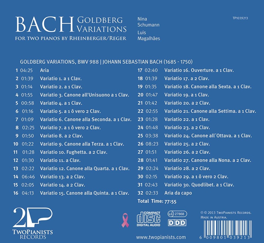 Bach: Goldberg Variations for 2 pianos, arr. by Rheinberger / Reger - slide-1