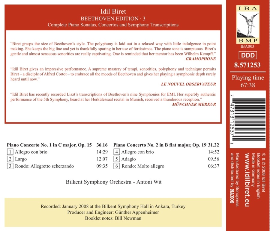 IDIL BIRET BEETHOVEN EDITION 3 - Piano Concertoss Vol. 1 - Nos. 1 & 2 - slide-1