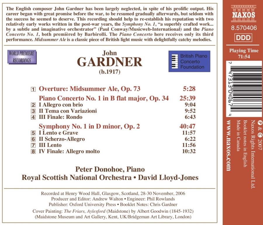 GARDINER : Piano Concesrto No. 1, Symphony No. 1 - slide-1