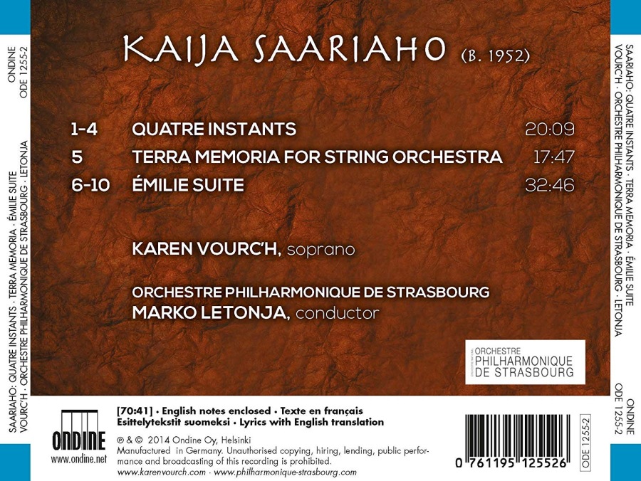 Saariaho: Émilie Suite Quatre instants Terra Memoria - slide-1