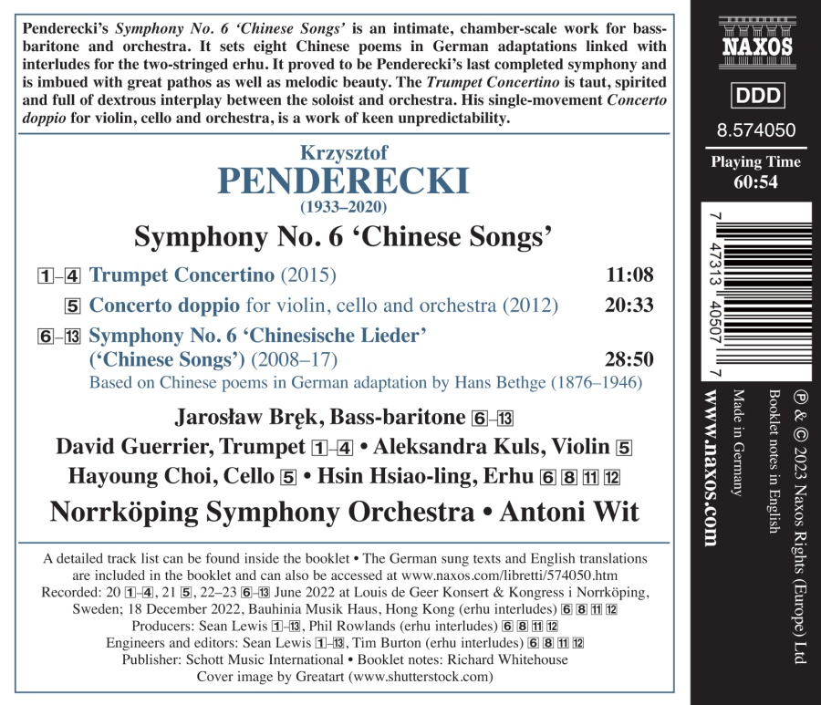 Penderecki: Symphony No. 6 "Chinese Songs" - slide-1