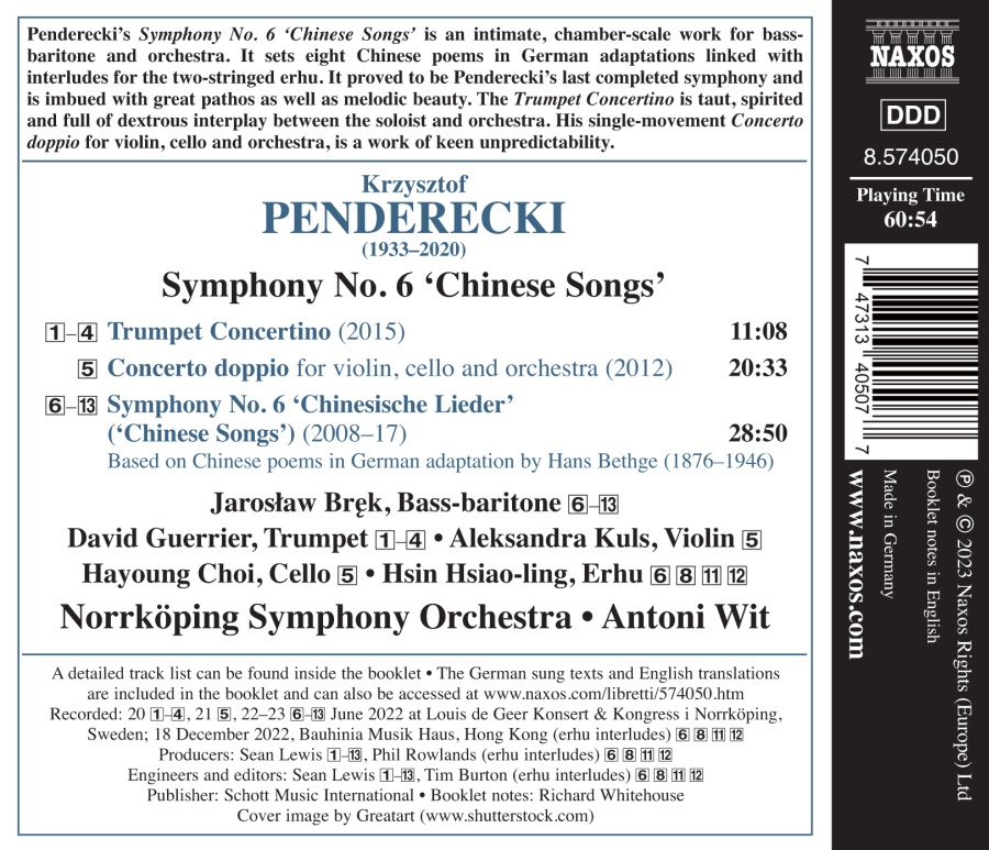 Penderecki: Symphony No. 6 "Chinese Songs" - slide-1