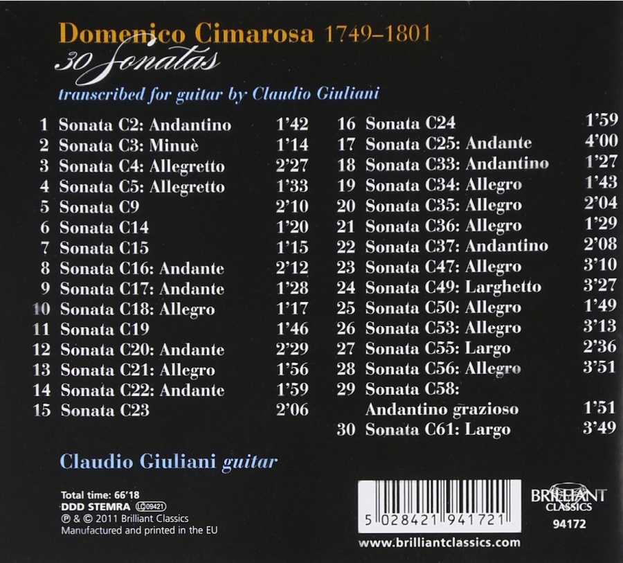 Cimarosa: 30 Sonatas, arrangements for guitar - slide-1