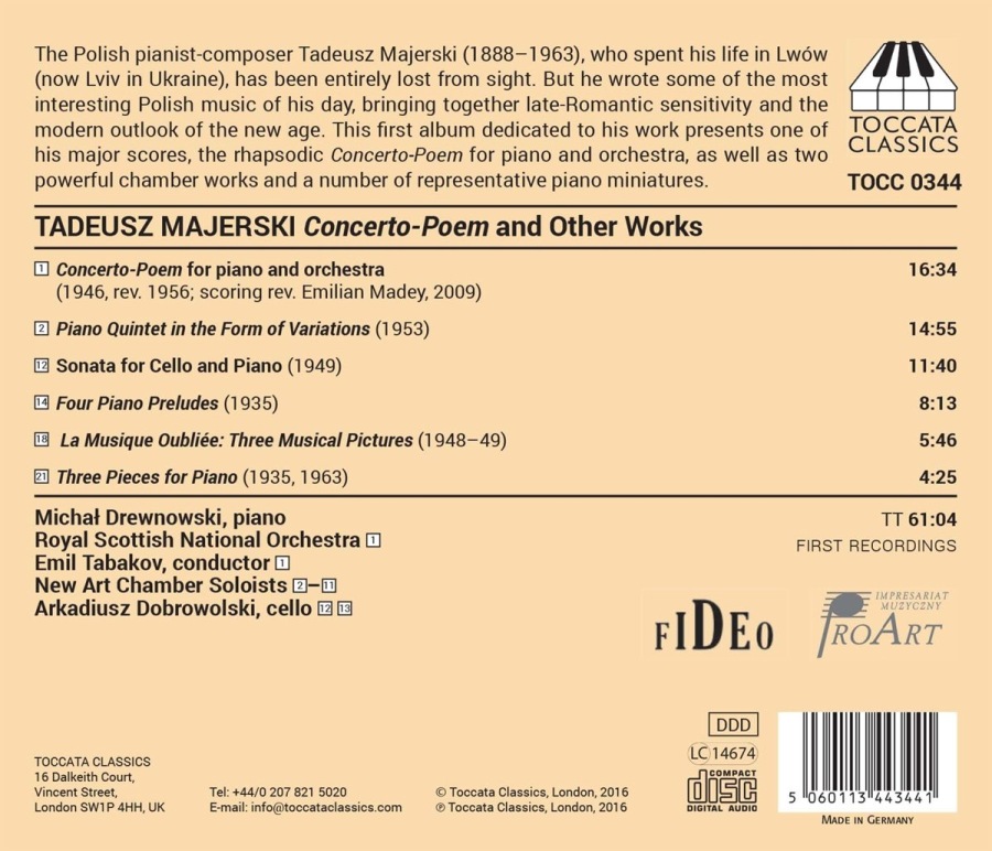 Majerski: Concerto-Poem for piano and orchestra,Piano Quintet, Sonata for Cello and Piano - slide-1