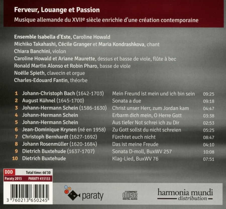 Ferveur, Louange et Passion -  Bach; Kühnel; Schein; Bernhardt; Rosenmüller & Buxtehude - slide-1