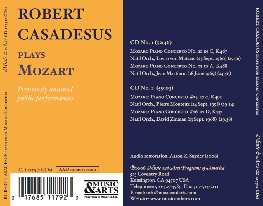 Robert Casadesus plays Mozart Piano concertos Nr.21,23,24,26 - slide-1