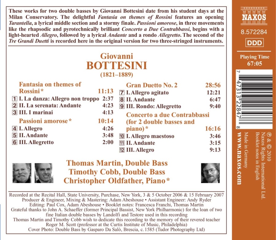 Bottesini: Fantasia on themes of Rossini, Passioni amorose, Gran duetto No. 2, Concerto a Due Contrabbassi - slide-1
