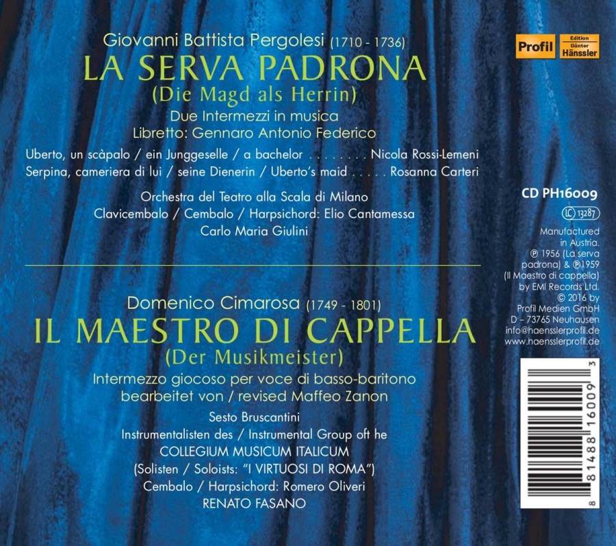 Pergolesi: La Serva Padrona,  Cimarosa: Il maestro di cappella - slide-1