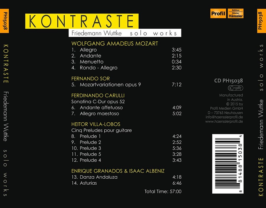 Kontraste - Mozart, Sor, Carulli, Villa-Lobos, Granados & Albeniz - slide-1