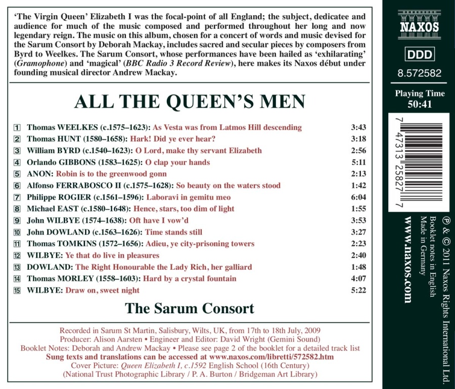 All the Queen's Men - Weelkes, Byrd, Hunt, Gibbons, Dowland, Morley - slide-1