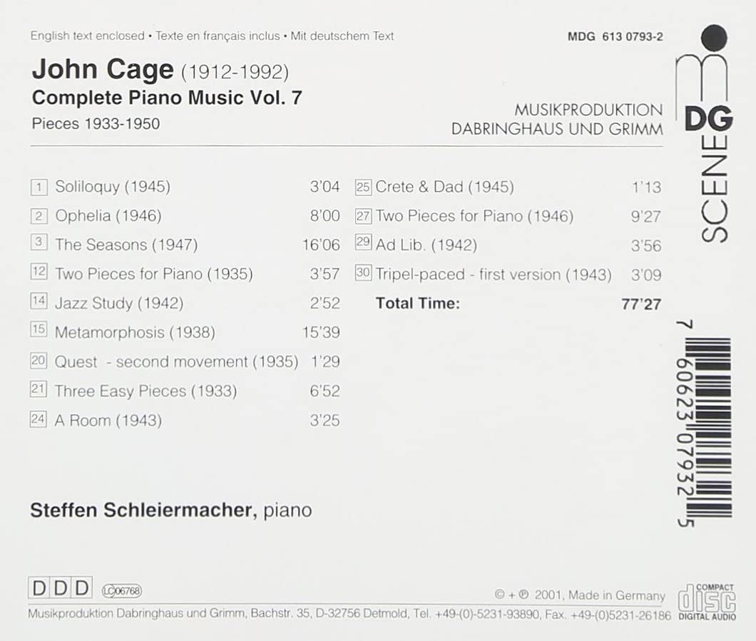 Cage: Complete Piano Music vol. 7 - slide-1