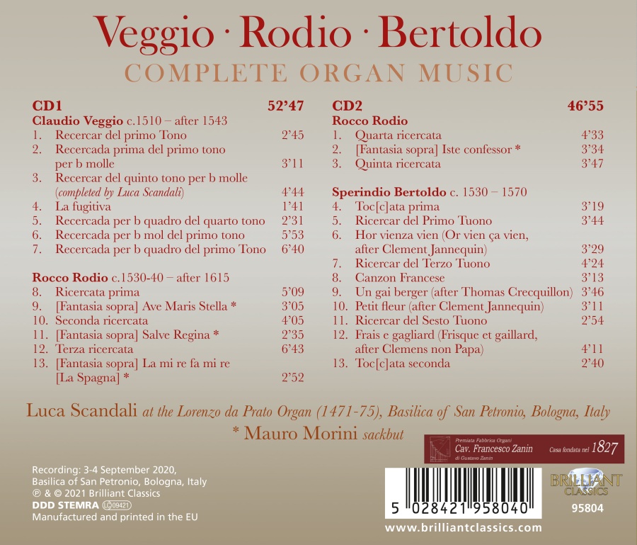Veggio; Rodio; Bertoldo: Complete Organ Music - slide-1