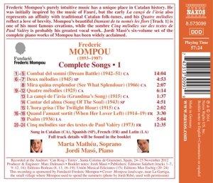 Mompou: Complete Songs Vol. 1 - slide-1