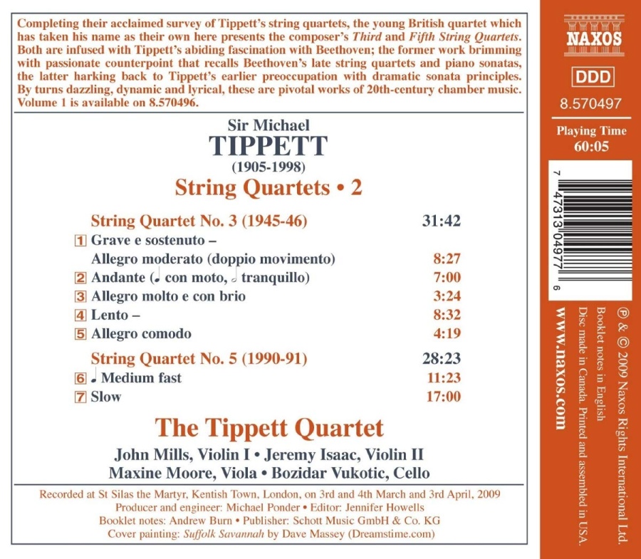 Tippett: String Quartets Vol. 2 - Nos. 3 & 5 - slide-1