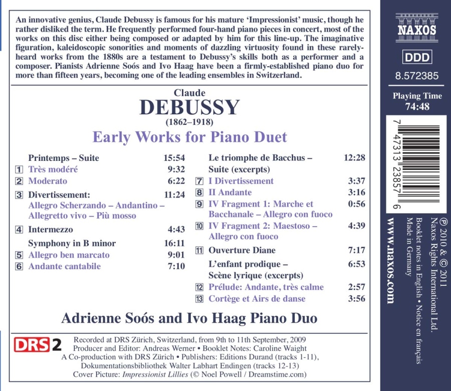 Debussy: Early Works for Piano Duet - Printemps, Le triomphe de Bacchus, Symphony in B minor - slide-1
