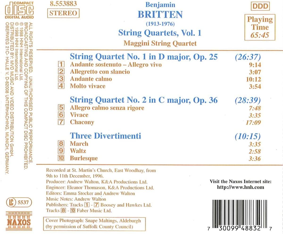 BRITTEN: String Quartets Nos. 1 & 2 - slide-1