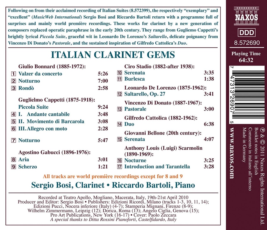 Italian Clarinet Gems - Bonnard, Cappetti, Stadio, De Lorenzo, Gabucci, Di Donato,... - slide-1