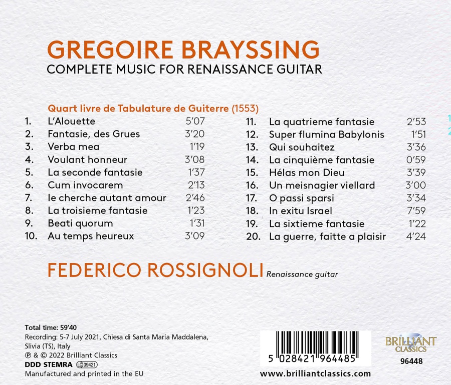 Brayssing: Complete Music for Renaissance Guitar - slide-1
