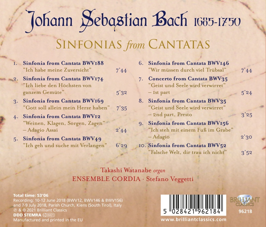 Bach: Sinfonias from Cantatas - slide-1