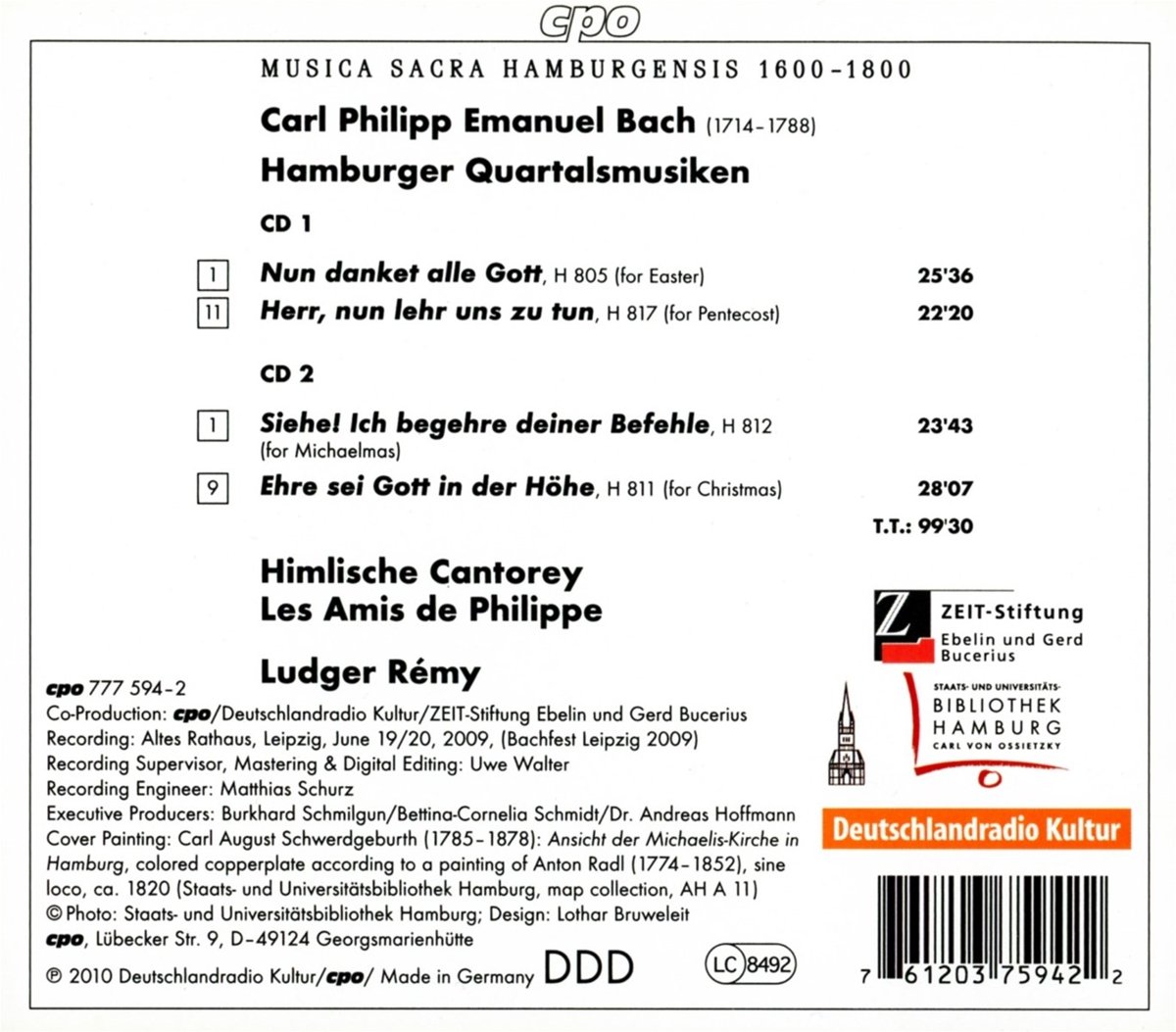 Bach, C.P.E.: Hamburger Quartalsmusiken (2 CD) - slide-1