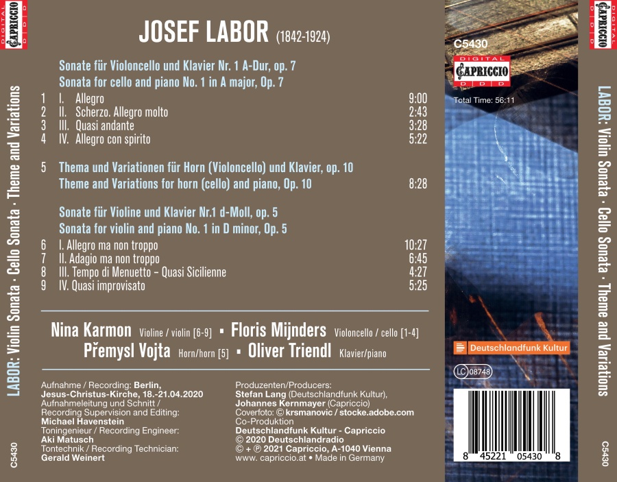 Labor: Violin Sonata; Cello Sonata; Theme and Variations - slide-1