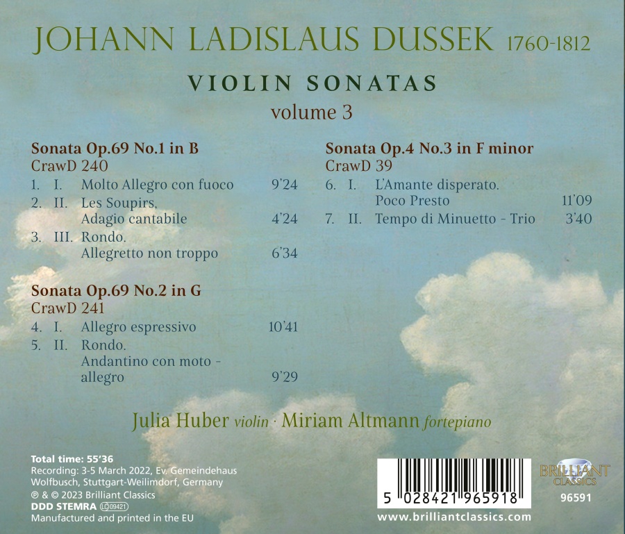 Dussek: Violin Sonatas Vol. 3 - slide-1