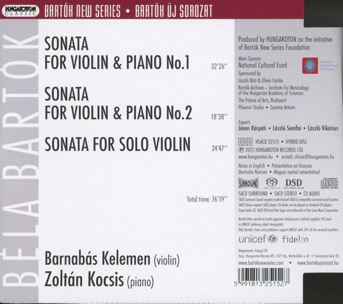 Bartok: Sonatas for Violin & Piano Nos. 1 & 2, Sonata for Solo Violin - slide-1