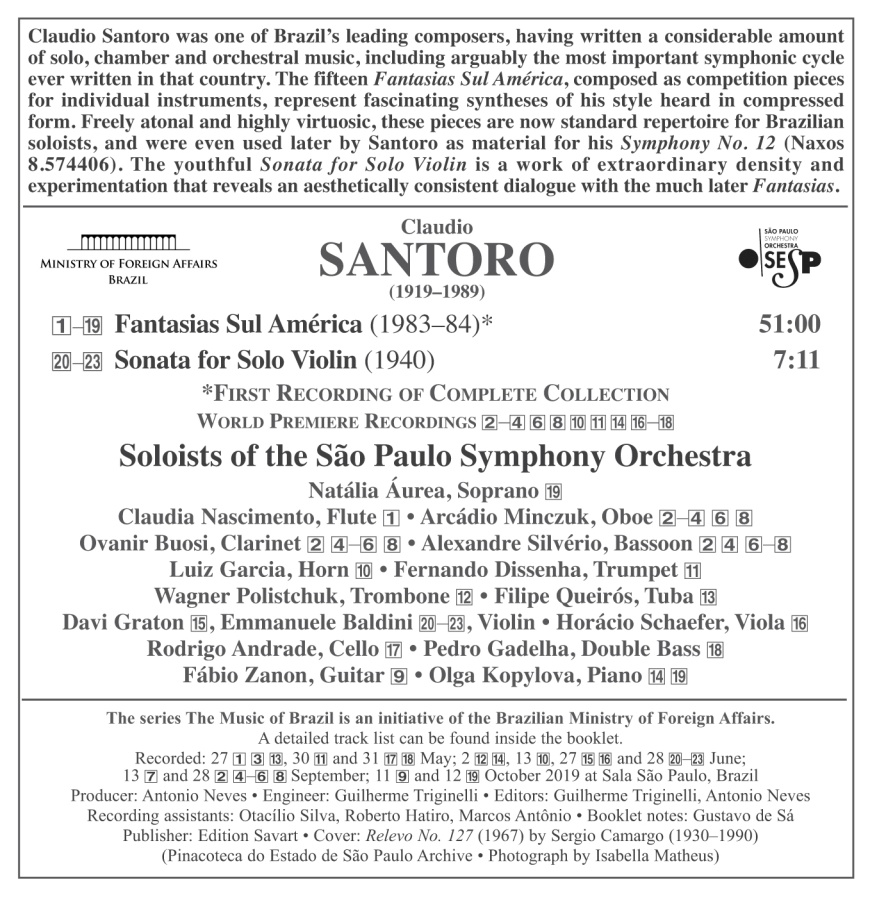 Santoro: Fantasias Sul América; Sonata for Solo Violin - slide-1