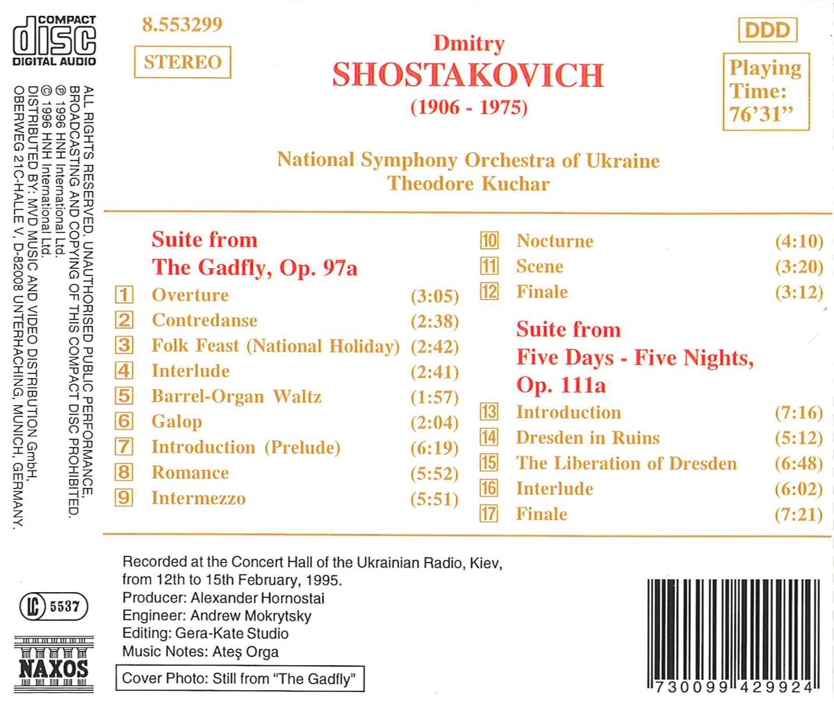 SHOSTAKOVICH: Gadfly Suite; Five Days-Five Nights Suite - slide-1