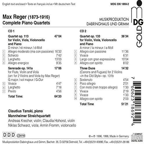 Reger: Complete Piano Quartets - slide-1