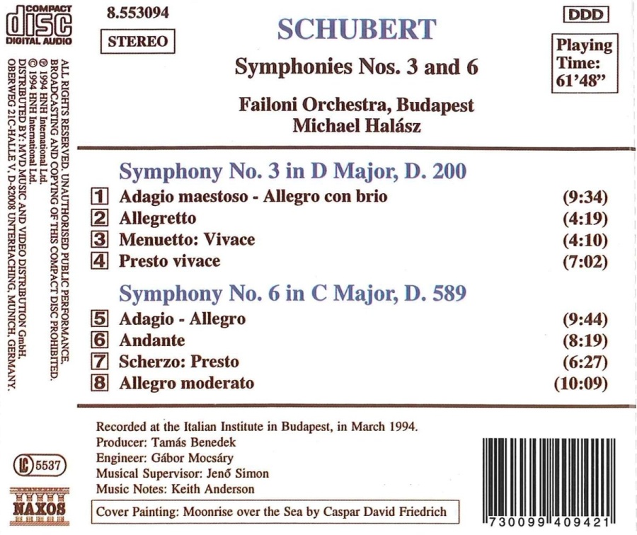 SCHUBERT: Symphonies Nos. 3 and 6 - slide-1