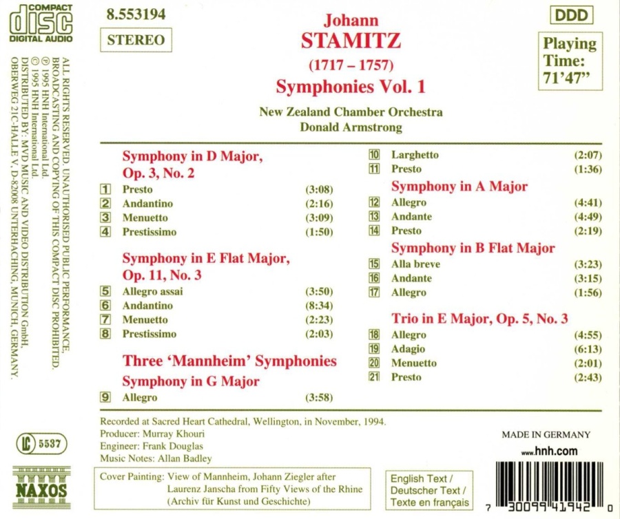 STAMITZ Johann: Symphonies Vol. 1 - slide-1