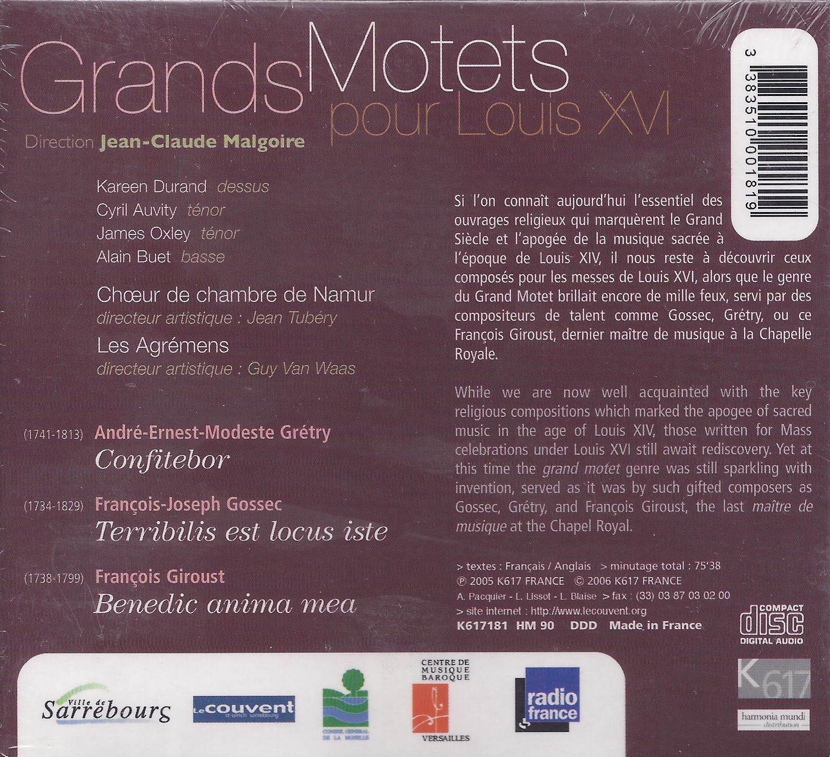 Gretry/Gossec/Giroust: Grands Motets Pour Louis XVIg - slide-1