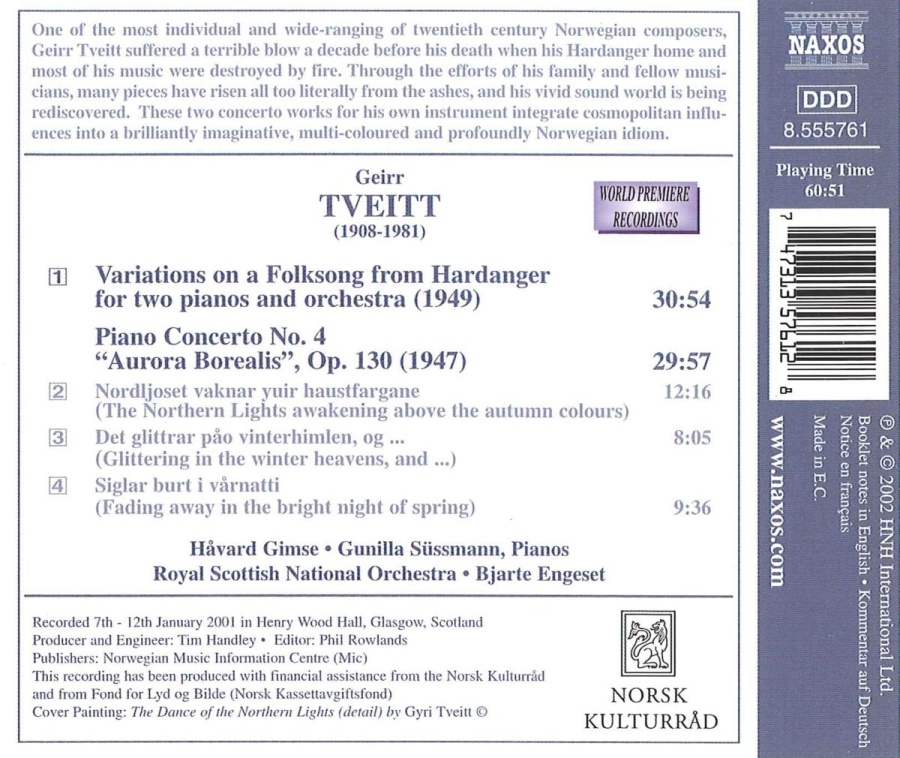 TVEITT: Piano Concerto No. 4; Variations on a Folk Song - slide-1