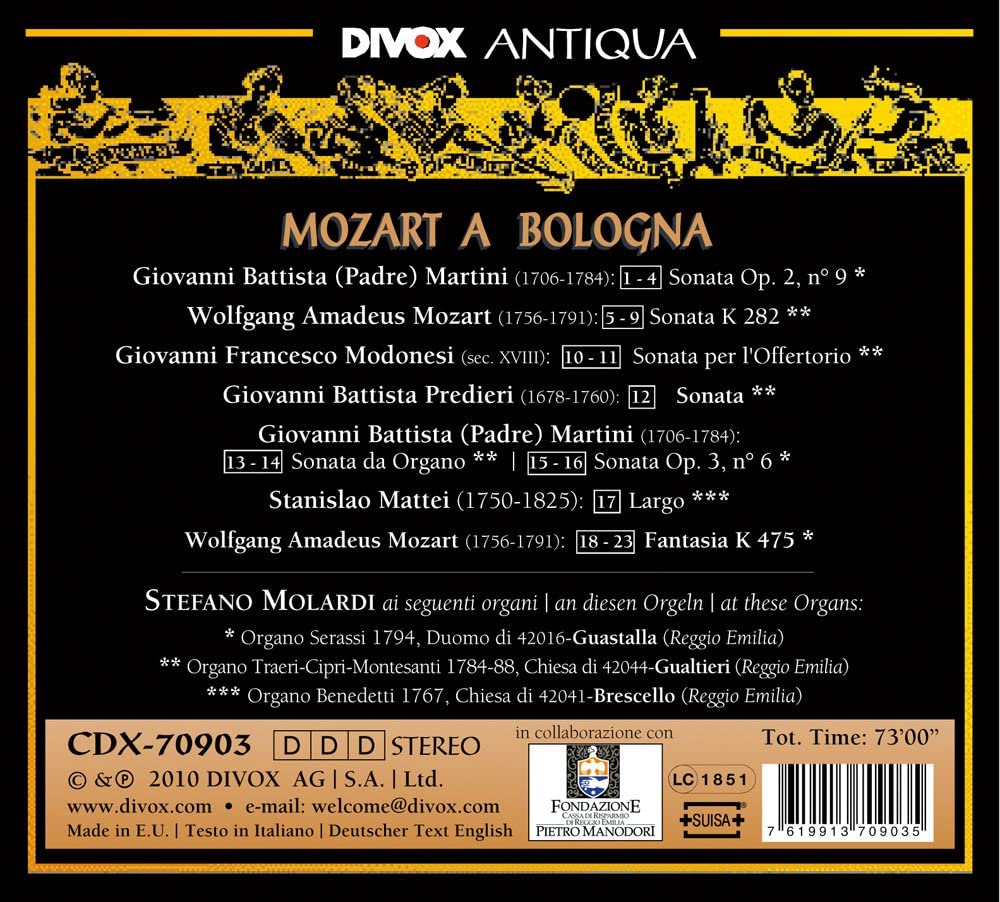 Mozart A Bologna (Historic Organ Series Vol.8) - slide-1