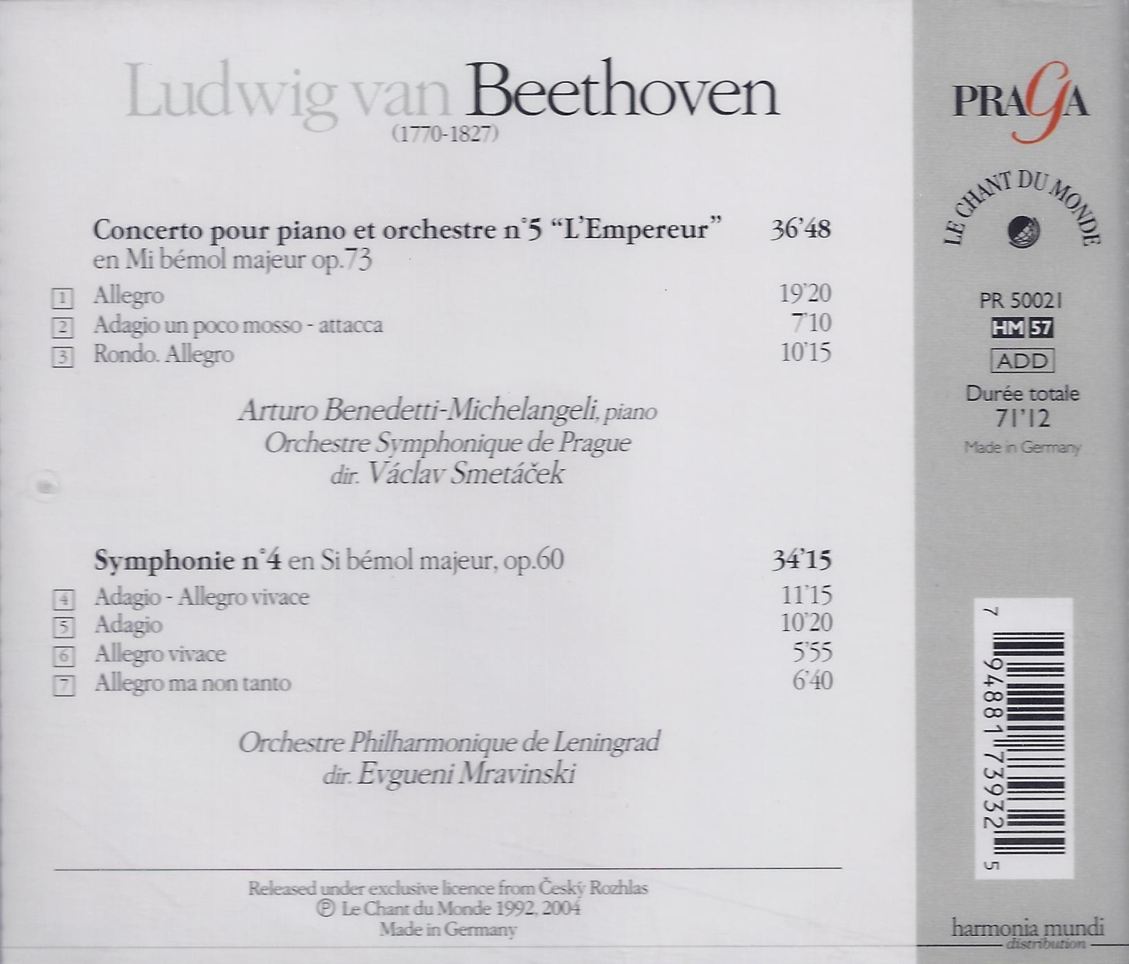 Beethoven: Piano Concerto No. 5, Symphony No. 4 - slide-1