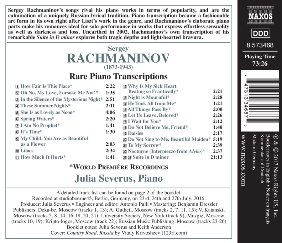 Rachmaninov: Rare Piano Transcriptions - slide-1