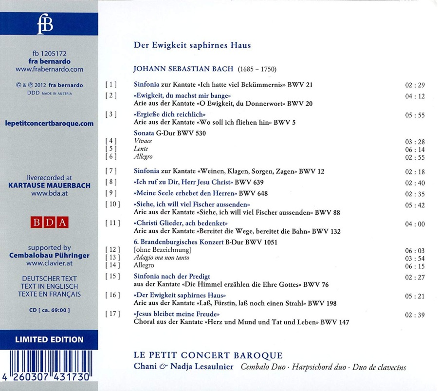 Bach: Der Ewigkeit saphirnes Haus - transkrypcje na duet klawesynowy - slide-1