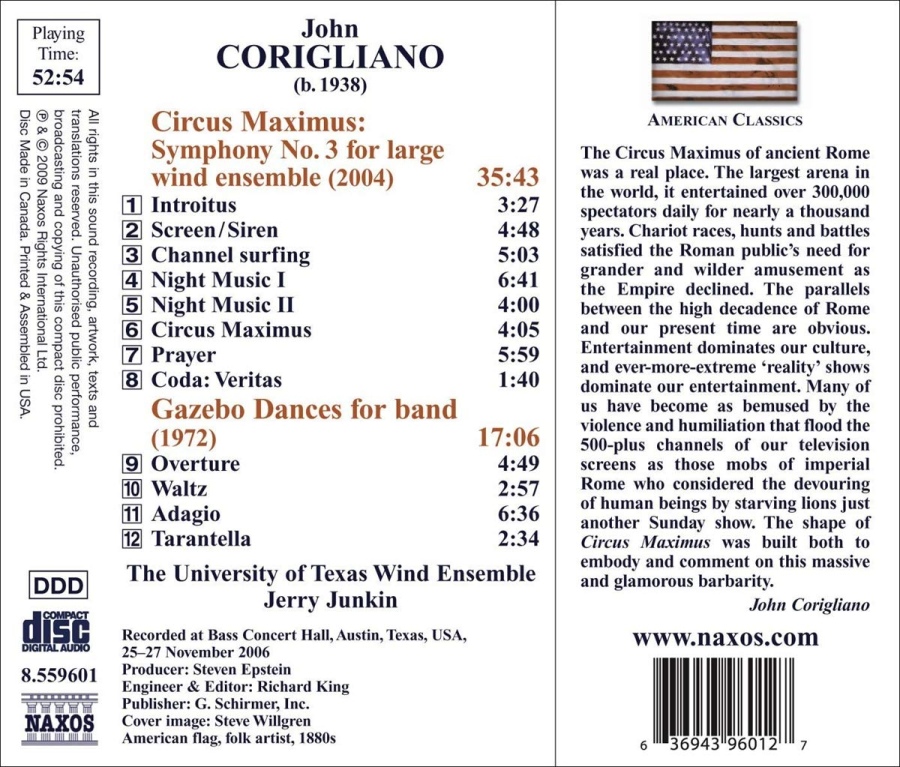 Corigliano: Circus Maximus: Symphony No. 3 for large wind ensemble (2004), Gazebo Dances for band (1972) - slide-1