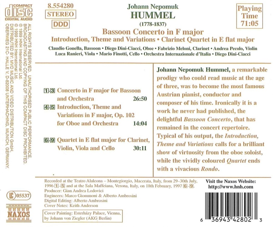 HUMMEL: Bassoon Concerto; Clarinet Quartet - slide-1
