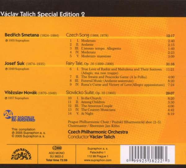 Smetana: Czech Song / Suk: A Fairy Tale / Novák: Slovácko Suite (Talich Special Edition 2) - slide-1